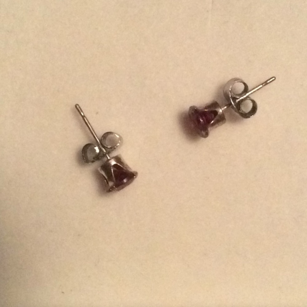 Genuine Garnet/ Ruby Birthstone Stud Earrings - image 5